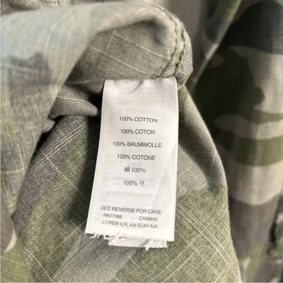 J.Crew Women’s Utility Military Camo Shirt Button Down Green Gray Size 0 Boy Fit - Picture 10 of 10
